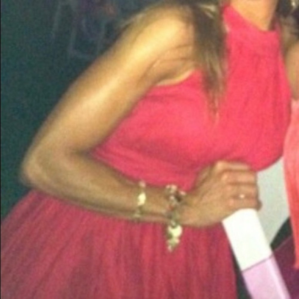 Flowy cute red halter dress